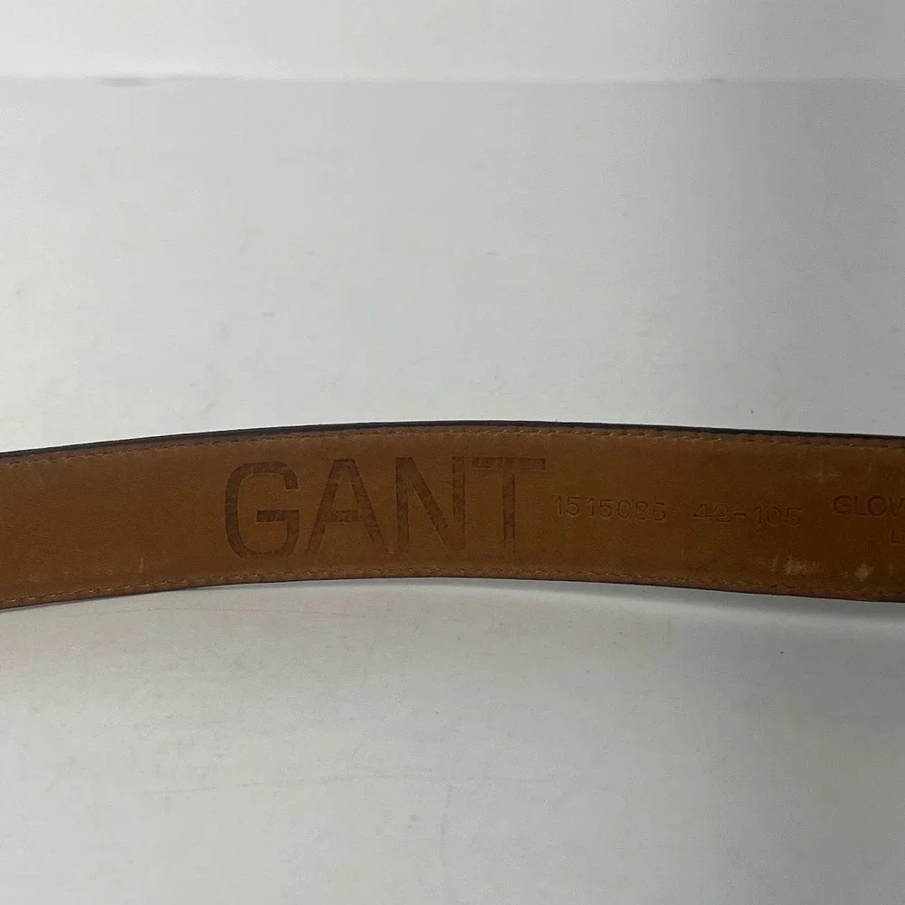 Gant Mens Black Glove Tanned Cowhide Leather Belt Gold Buckle Size 42 1515086‎